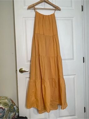 LOFT Beach Tiered Maxi Dress-Skirt in Golden Mustard, Boho, cottage,